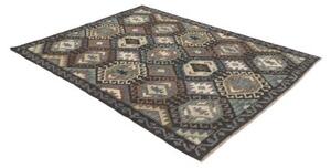 Tappeto Kilim Geometrico Marrone Scuro Antracite 154x203 Cm