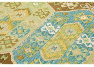 Tappeto Kilim Geometrico Marrone Verde Chiaro 205x292 Cm
