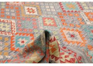 Tappeto Kilim Geometrico Grigio Multicolore 318x395 Cm
