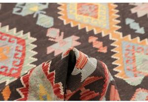 Tappeto Kilim Geometrico Marrone Scuro Multicolore 208x287 Cm