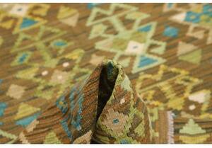 Tappeto Kilim Stilizzato Marrone Turchese 157x204 Cm
