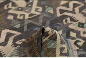Tappeto Kilim Stilizzato Marrone Scuro Azzurro 160x207 Cm