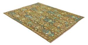 Tappeto Kilim Stilizzato Marrone Turchese 157x204 Cm