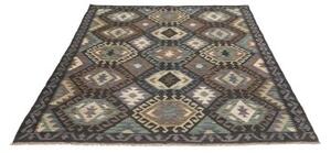 Tappeto Kilim Geometrico Marrone Scuro Antracite 154x203 Cm