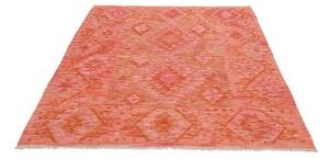 Tappeto Kilim Geometrico Rosso Corallo Arancione 149x195 Cm
