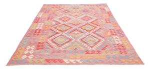 Tappeto Kilim Geometrico Rosa Azzurro 175x251 Cm