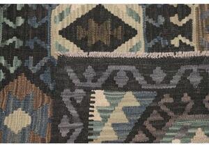 Tappeto Kilim Geometrico Marrone Scuro Antracite 154x203 Cm