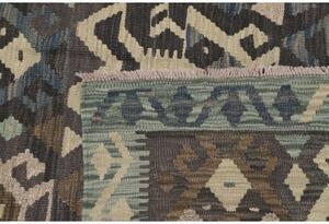 Tappeto Kilim Stilizzato Marrone Scuro Azzurro 160x207 Cm