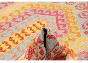 Tappeto Kilim Stilizzato Rosso Azzurro 206x288 Cm