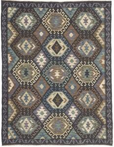 Tappeto Kilim Geometrico Marrone Scuro Antracite 154x203 Cm