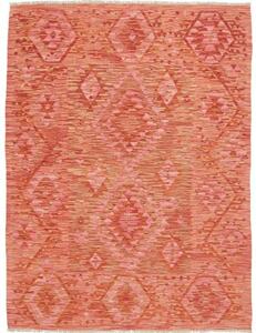 Tappeto Kilim Geometrico Rosso Corallo Arancione 149x195 Cm