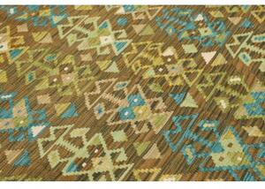 Tappeto Kilim Stilizzato Marrone Turchese 157x204 Cm