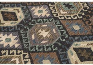 Tappeto Kilim Geometrico Marrone Scuro Antracite 154x203 Cm