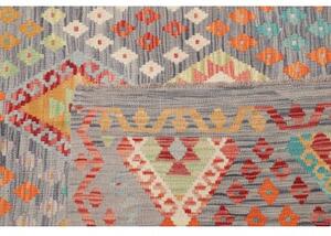 Tappeto Kilim Geometrico Grigio Multicolore 318x395 Cm