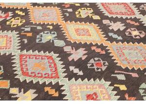 Tappeto Kilim Geometrico Marrone Scuro Multicolore 208x287 Cm