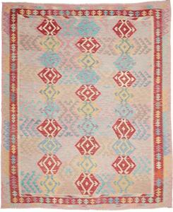 Tappeto Kilim Stilizzato Rosa Azzurro 239x288 Cm