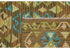 Tappeto Kilim Stilizzato Marrone Turchese 157x204 Cm
