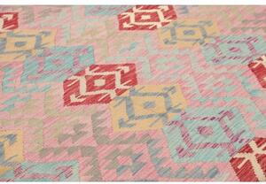 Tappeto Kilim Stilizzato Rosa Azzurro 239x288 Cm