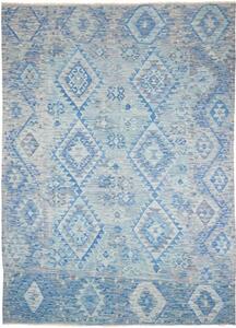 Tappeto Kilim Geometrico Blu Azzurro 204x281 Cm