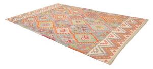 Tappeto Kilim Geometrico Grigio Arancione 203x317 Cm