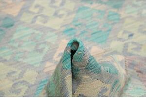 Tappeto Kilim Geometrico Turchese Avorio 175x228 Cm