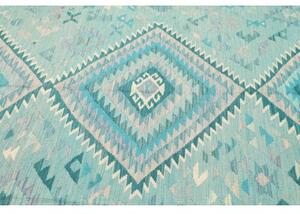 Tappeto Kilim Geometrico Turchese Azzurro 203x306 Cm