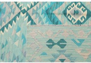 Tappeto Kilim Geometrico Turchese Azzurro 203x306 Cm