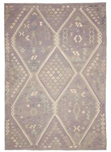 Tappeto Kilim Geometrico Grigio Lavanda Avorio 241x353 Cm