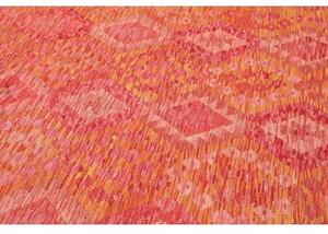 Tappeto Kilim Geometrico Rosso Corallo Arancione 202x293 Cm