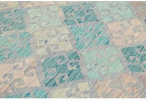 Tappeto Kilim Geometrico Turchese Avorio 175x228 Cm