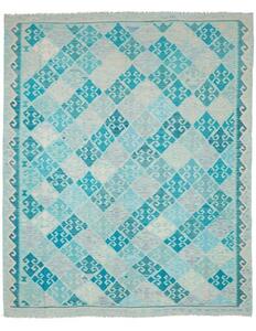 Tappeto Kilim Geometrico Turchese Azzurro 251x302 Cm
