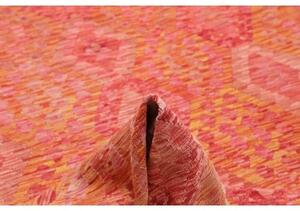 Tappeto Kilim Geometrico Rosso Corallo Arancione 202x293 Cm