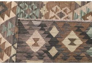 Tappeto Kilim Geometrico Marrone Azzurro 210x299 Cm