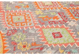 Tappeto Kilim Geometrico Grigio Arancione 203x317 Cm