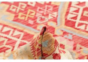 Tappeto Kilim Geometrico Rosso Avorio 206x311 Cm
