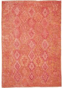 Tappeto Kilim Geometrico Rosso Corallo Arancione 202x293 Cm