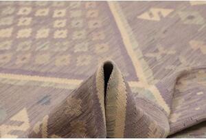 Tappeto Kilim Geometrico Grigio Lavanda Avorio 241x353 Cm