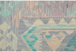 Tappeto Kilim Geometrico Turchese Avorio 175x228 Cm
