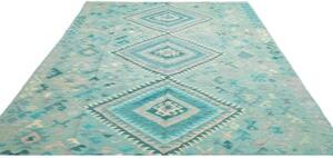 Tappeto Kilim Geometrico Turchese Azzurro 203x306 Cm