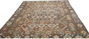 Tappeto Kilim Geometrico Marrone Azzurro 210x299 Cm