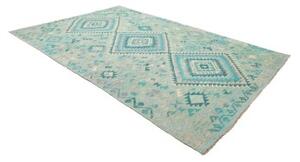 Tappeto Kilim Geometrico Turchese Azzurro 205x307 Cm