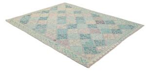 Tappeto Kilim Geometrico Turchese Avorio 175x228 Cm