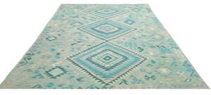 Tappeto Kilim Geometrico Turchese Azzurro 205x307 Cm