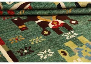 Tappeto Berbero Figurativo Verde Multicolore 155x215 Cm