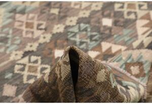 Tappeto Kilim Geometrico Marrone Azzurro 210x299 Cm