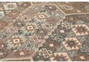 Tappeto Kilim Geometrico Marrone Azzurro 210x299 Cm
