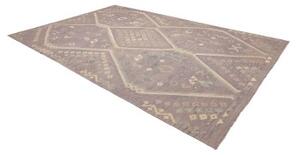 Tappeto Kilim Geometrico Grigio Lavanda Avorio 241x353 Cm