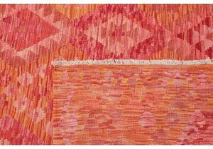 Tappeto Kilim Geometrico Rosso Corallo Arancione 202x293 Cm
