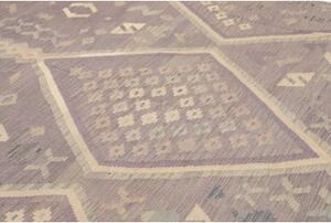 Tappeto Kilim Geometrico Grigio Lavanda Avorio 241x353 Cm