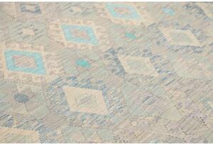 Tappeto Kilim Geometrico Grigio Azzurro 265x288 Cm